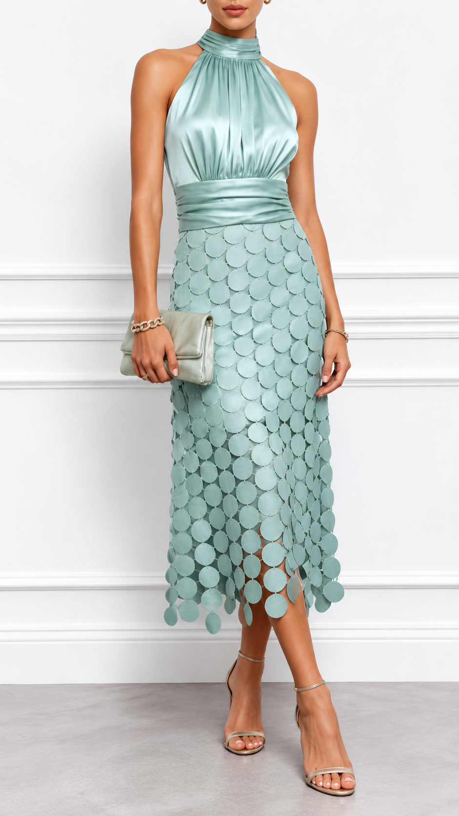 The Vivienne Satin Disc Midi Dress