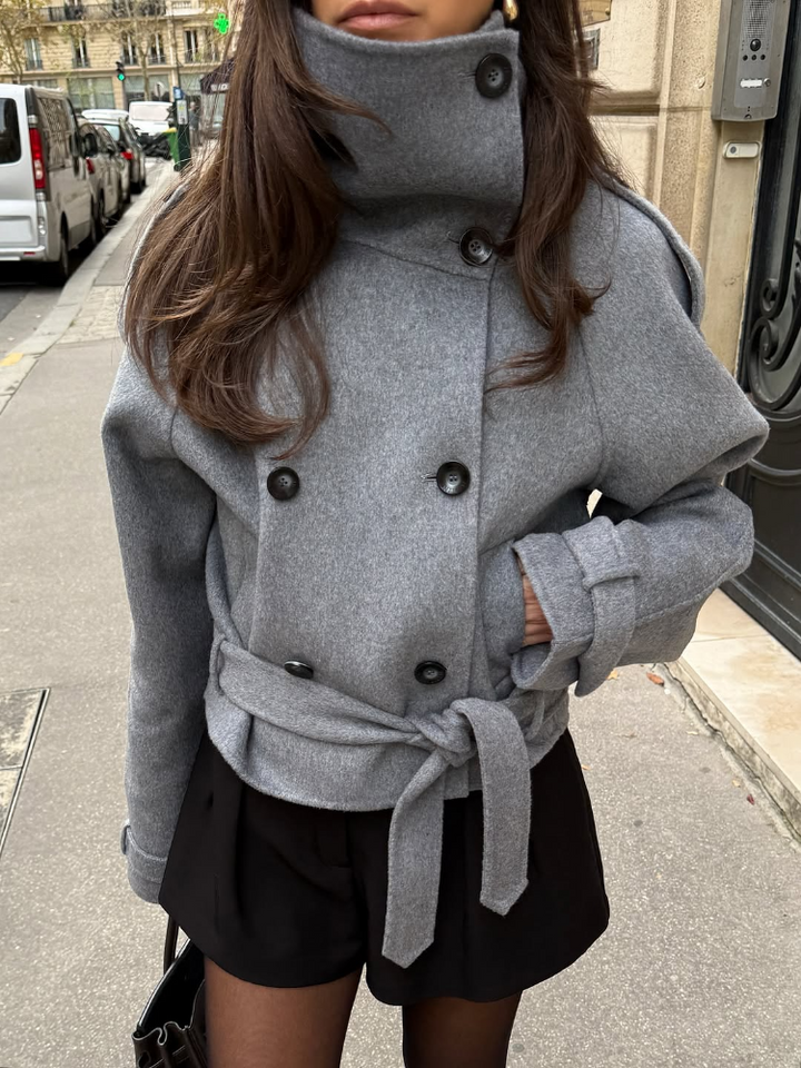 The Elowyn High-Collar Double-Breasted Coat