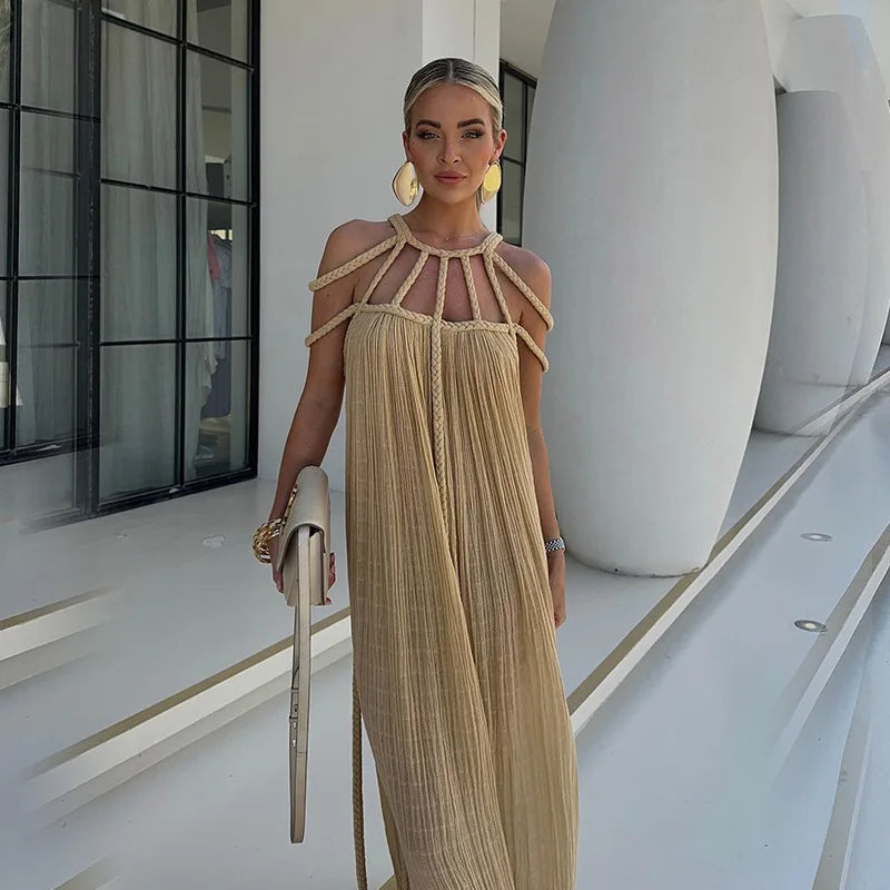 Aria” Rope Halterneck Maxi Dress