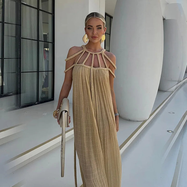 Aria” Rope Halterneck Maxi Dress