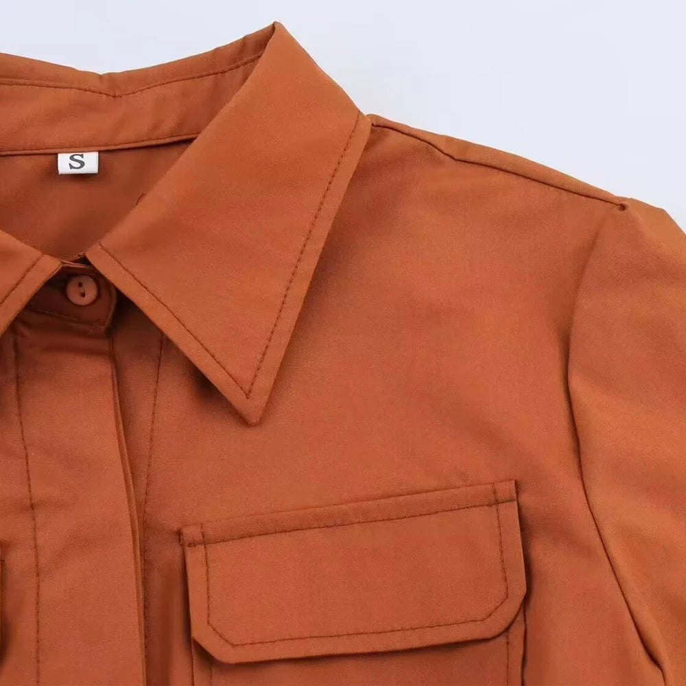 Lunaria™ Sash-Waist Midi Shirt Dress