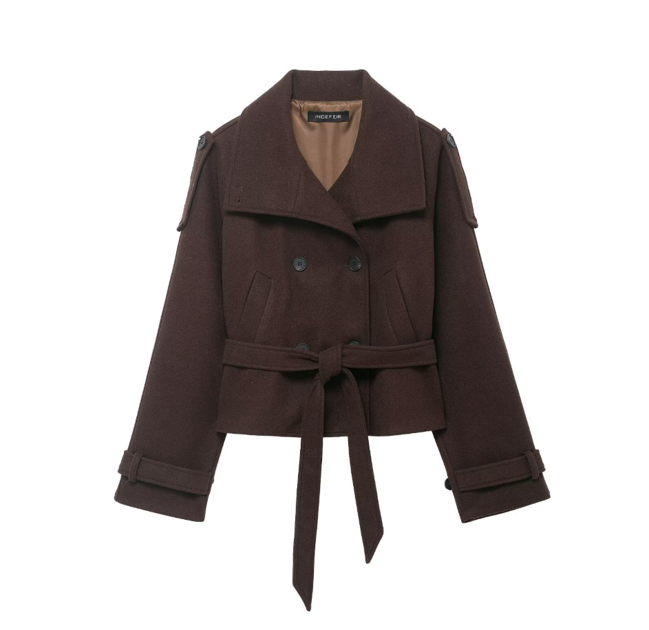 The Elowyn High-Collar Double-Breasted Coat