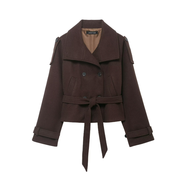 The Elowyn High-Collar Double-Breasted Coat