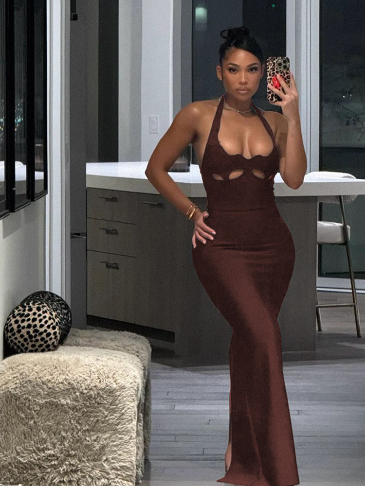 Sculpt Halter Cut-Out Maxi Dress