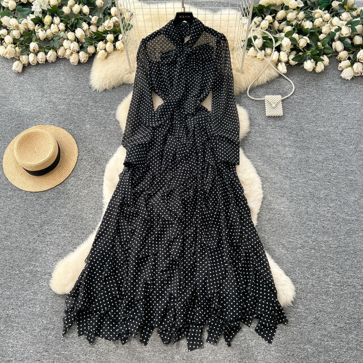 Elowen Polka Dot Mesh Maxi Dress