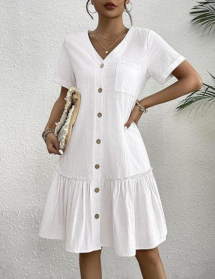 Breeza Linen Button Mini Dress