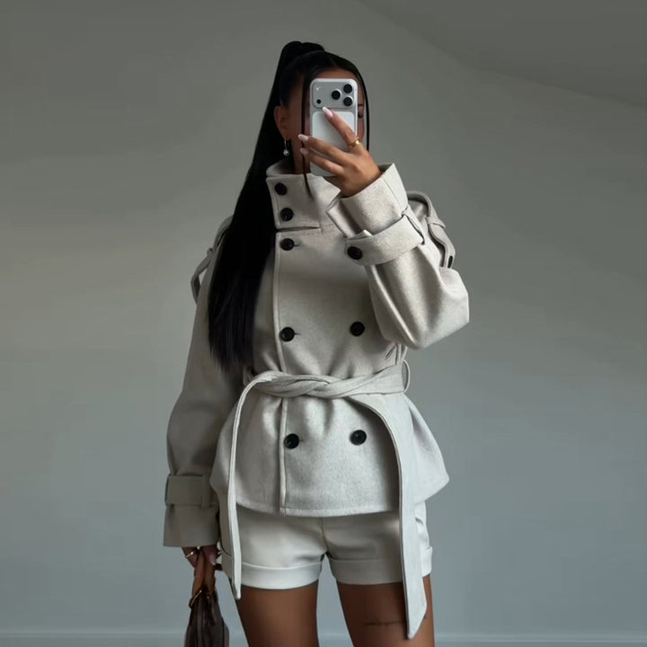 The Elowyn High-Collar Double-Breasted Coat