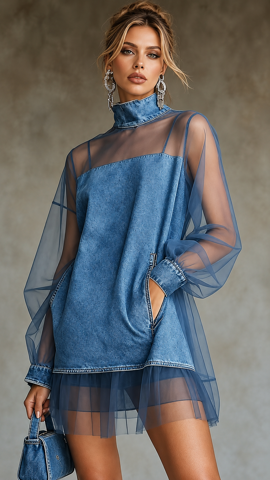 Indigo Veil Denim Mini Dress