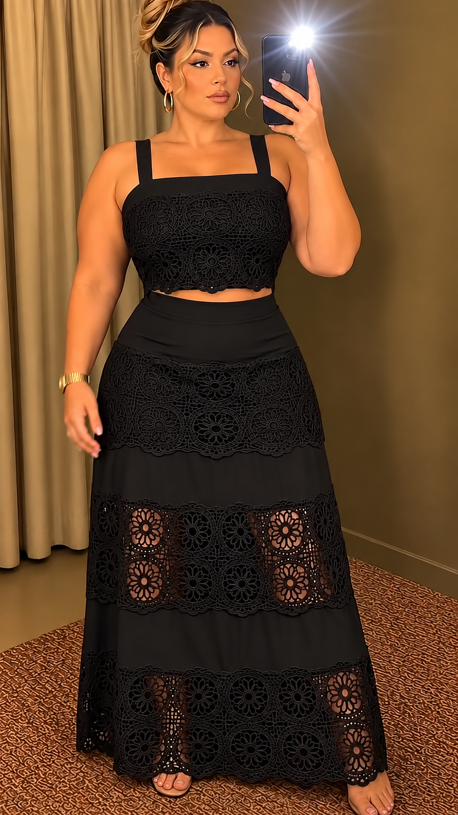 Aurelle Bloom Lace Two-Piece Maxi Set