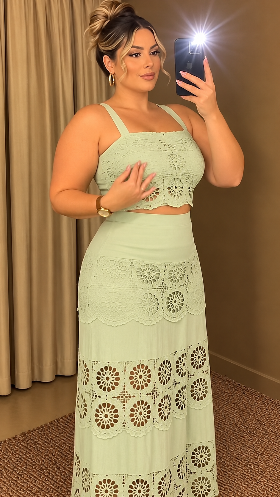 Aurelle Bloom Lace Two-Piece Maxi Set