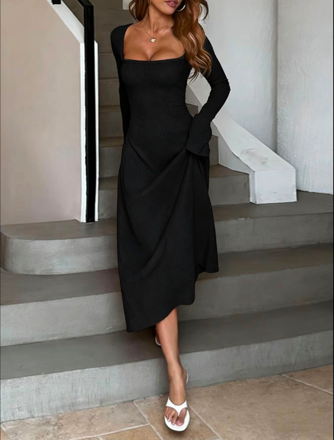 LUNARA™ Celeste Knit Midi Dress