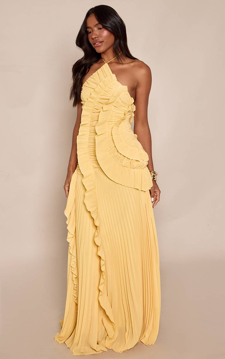 Golden Reverie™ Ruffle Pleated Gown