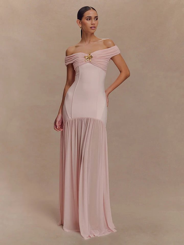 Celestia Dress – Backless Mesh Evening Gown