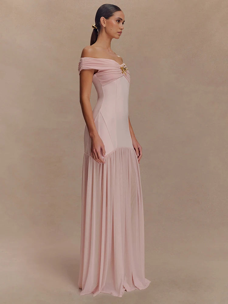 Celestia Dress – Backless Mesh Evening Gown