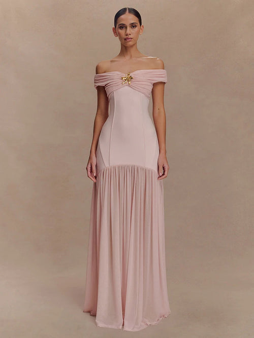 Celestia Dress – Backless Mesh Evening Gown