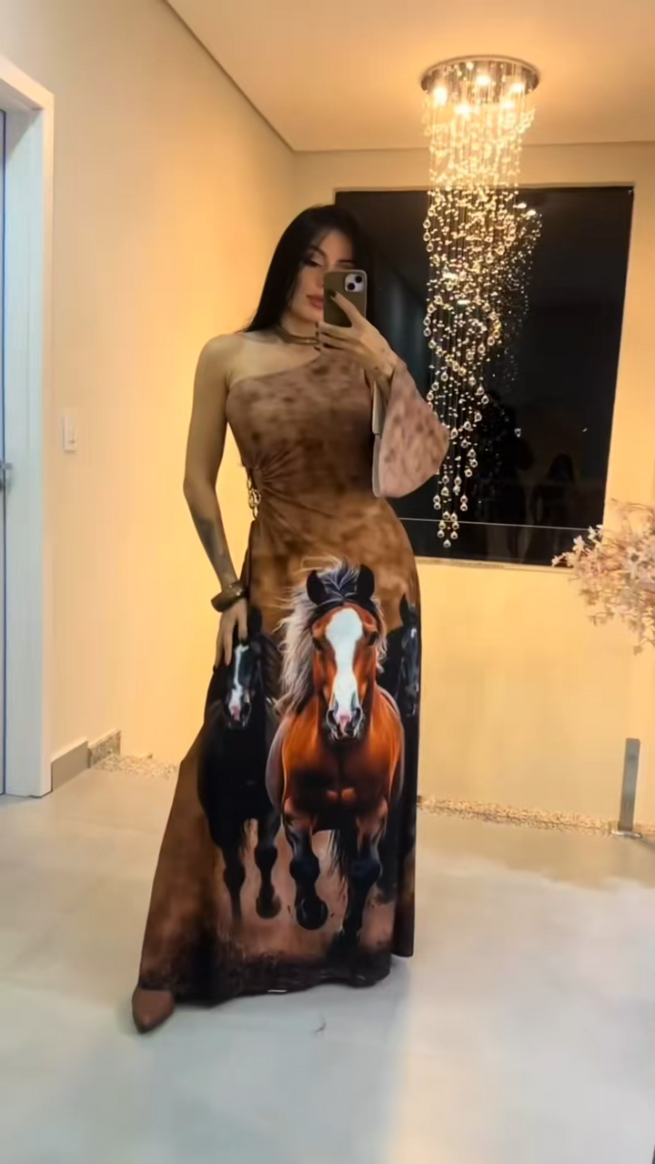 Valencia” Equestrian Tie-Dye Maxi Dress