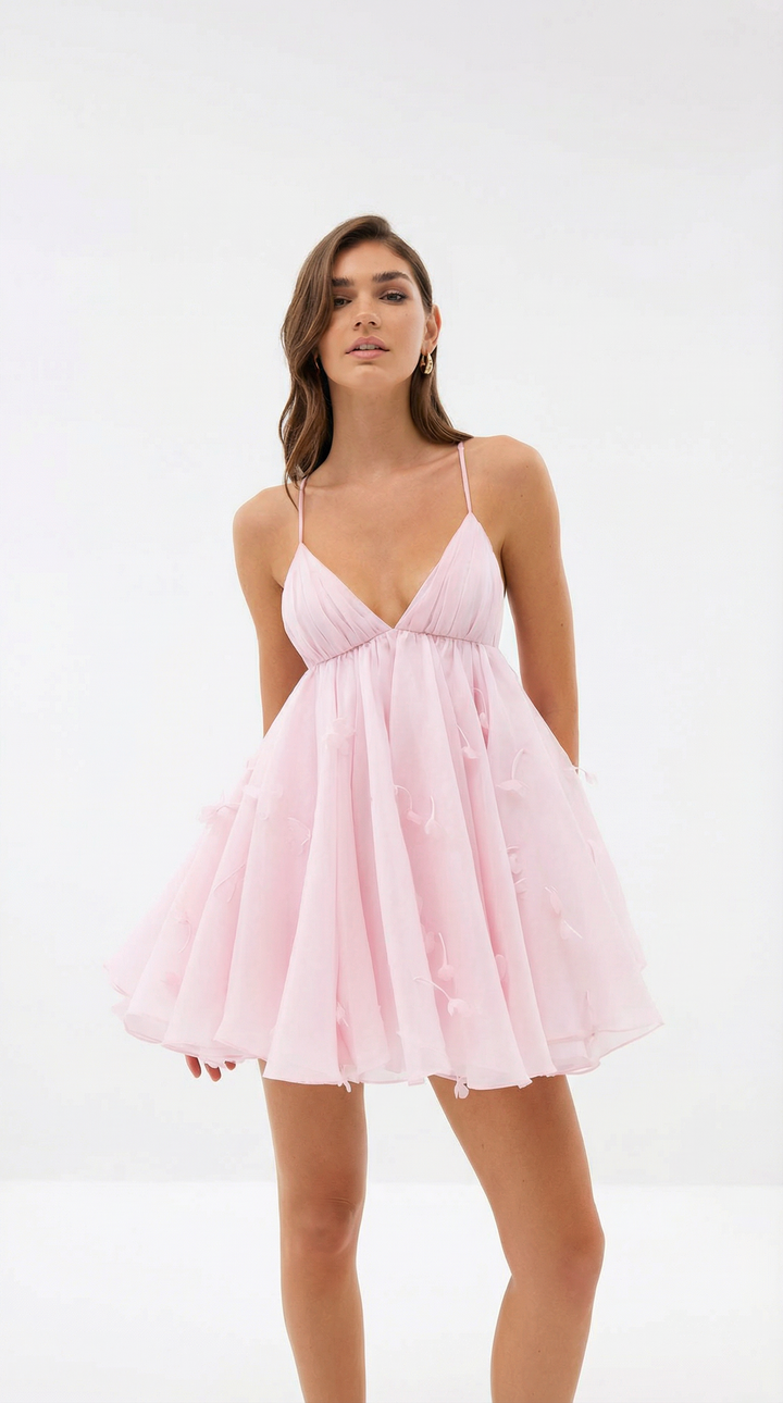 Backless Lace-Up Mini Dress
