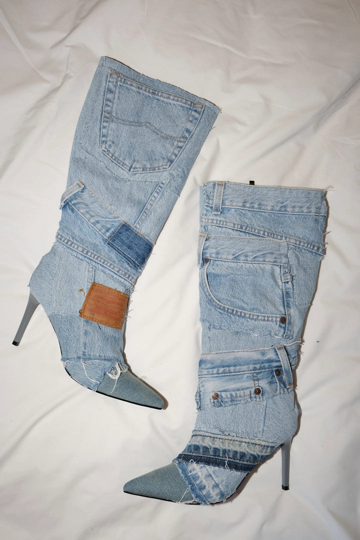 Denim Stiletto Boots