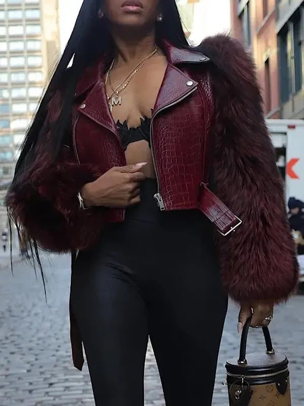 Aurelia Croc-Sleeve Luxe Fur Jacket™