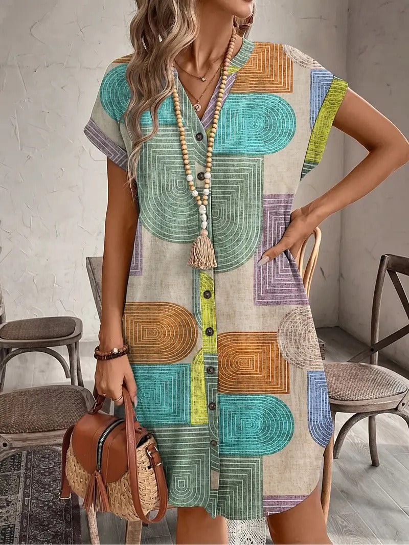 Arlette™ Boho Button Dress
