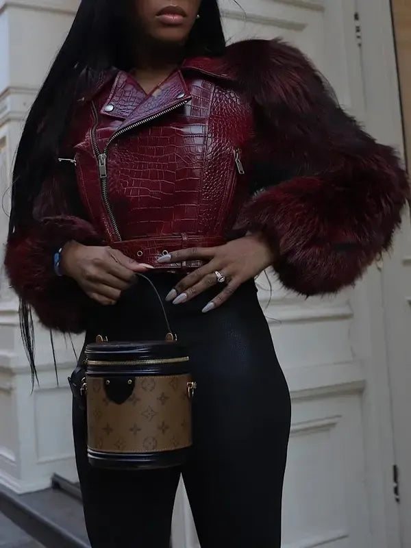 Aurelia Croc-Sleeve Luxe Fur Jacket™