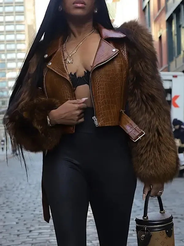 Aurelia Croc-Sleeve Luxe Fur Jacket™
