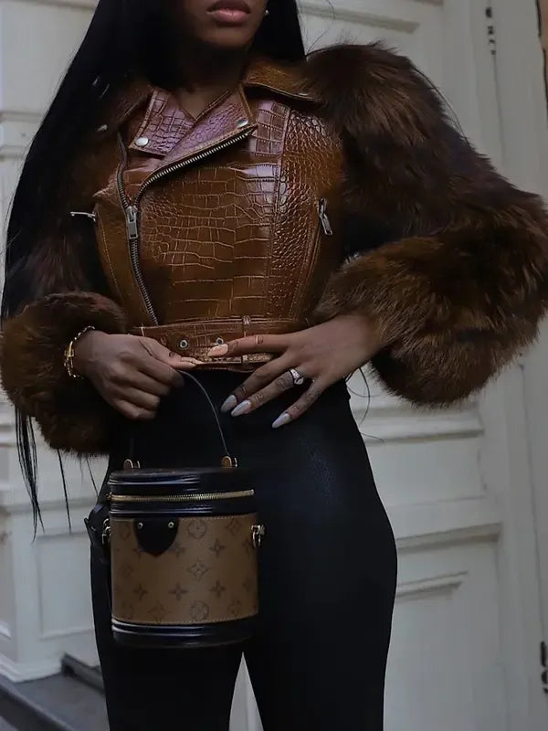 Aurelia Croc-Sleeve Luxe Fur Jacket™