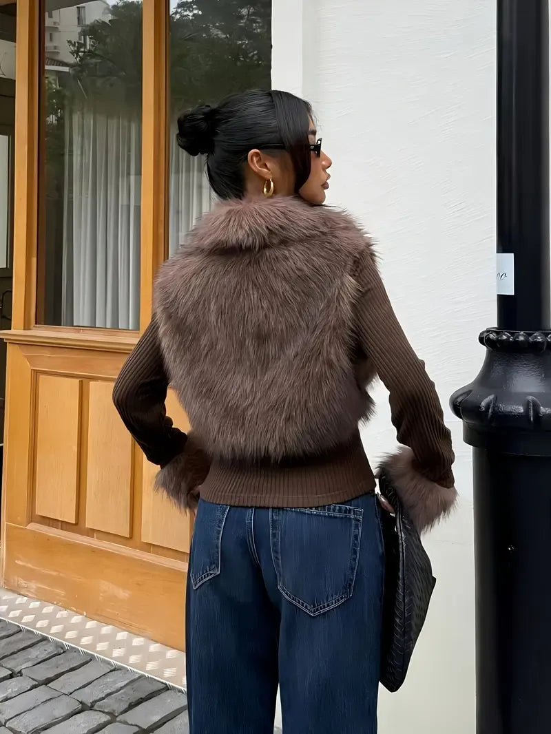 Froxelle™ Luxe Patch Knit Fur Jacket