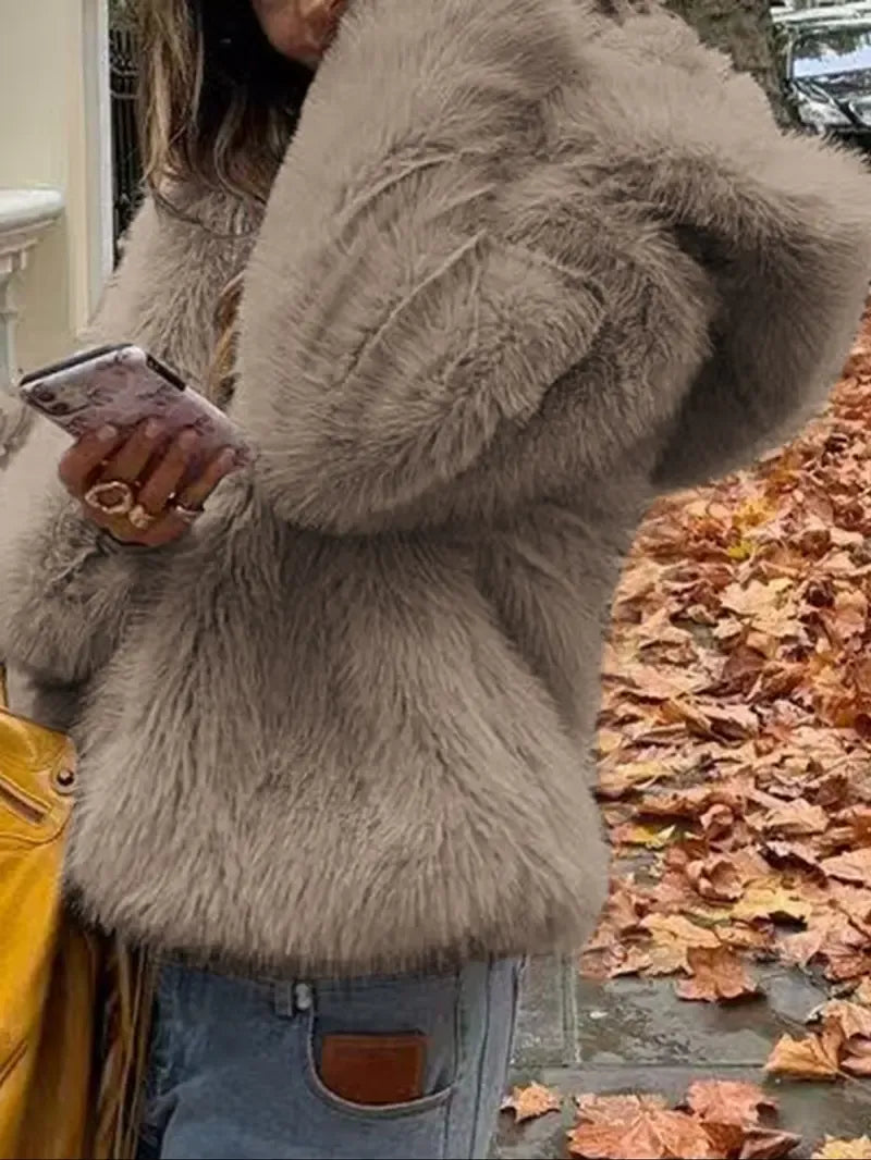 AuroraFur™ Luxe Short Hooded Jacket