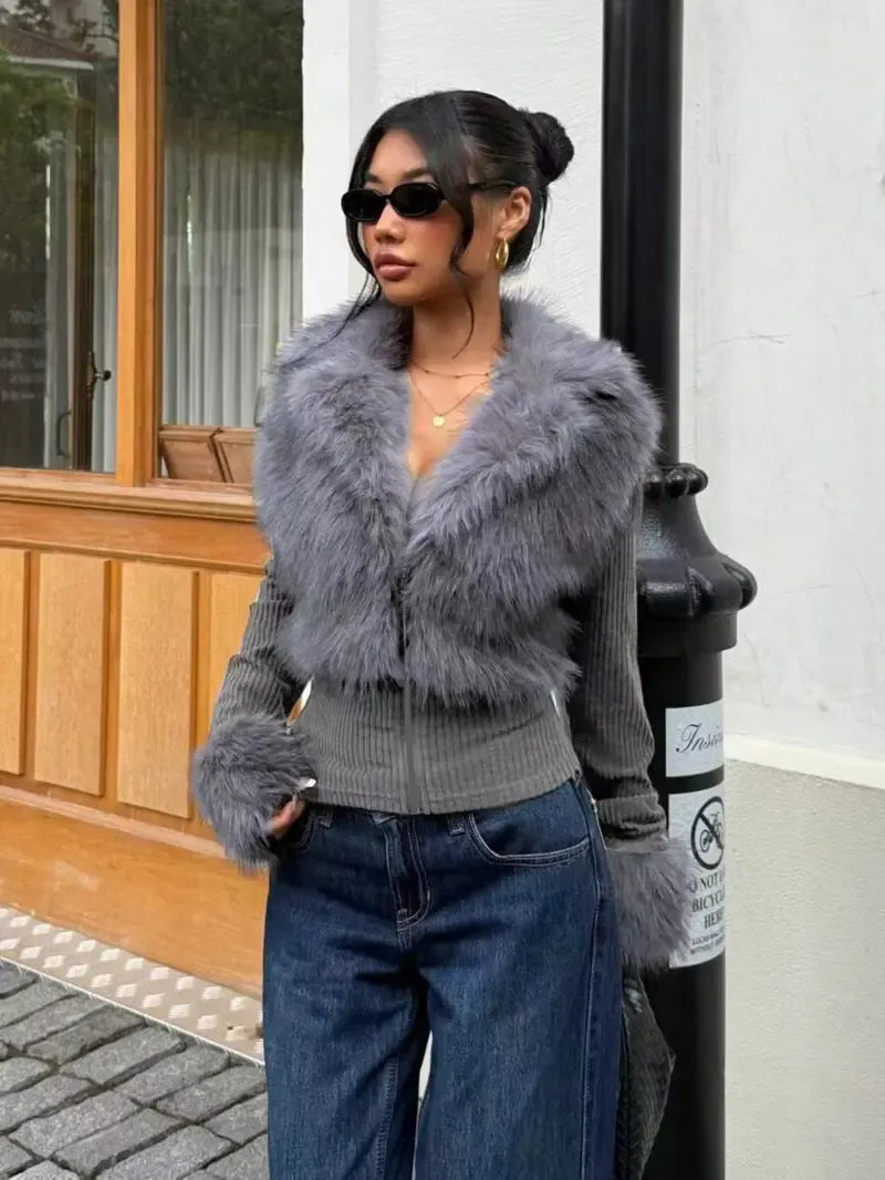 Froxelle™ Luxe Patch Knit Fur Jacket