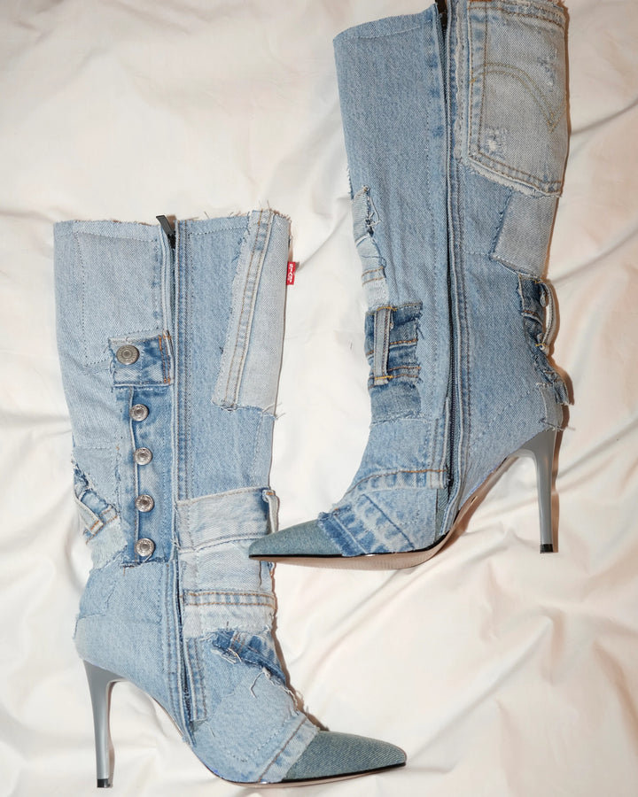 Denim Stiletto Boots