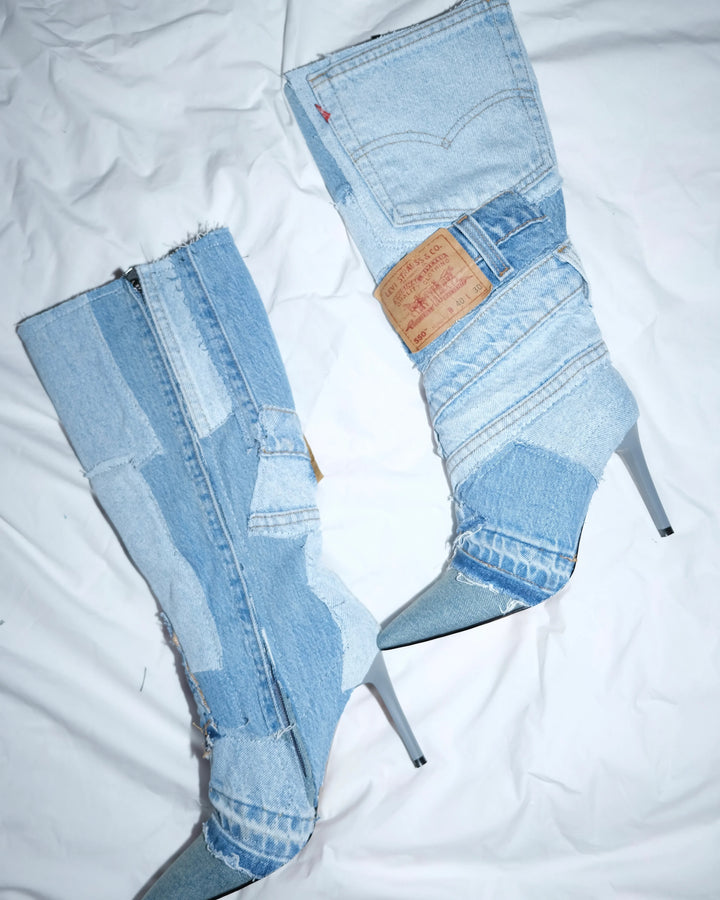 Denim Stiletto Boots