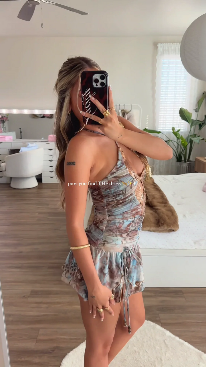 Aurora Sequin Halter Dress