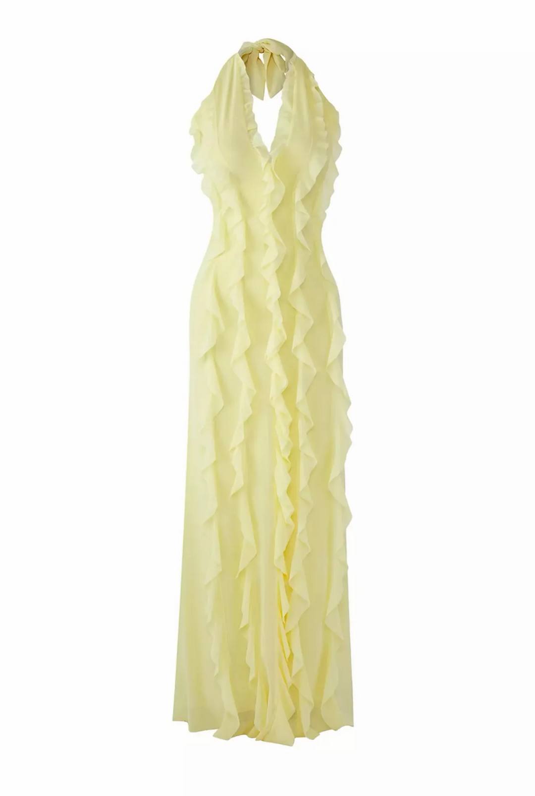 Golden Whisper Ruffle Maxi Dress
