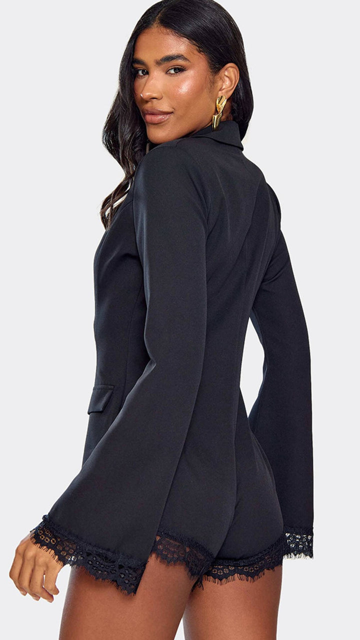 THE AFTER HOURS™ LACE-TRIM BLAZER ROMPER